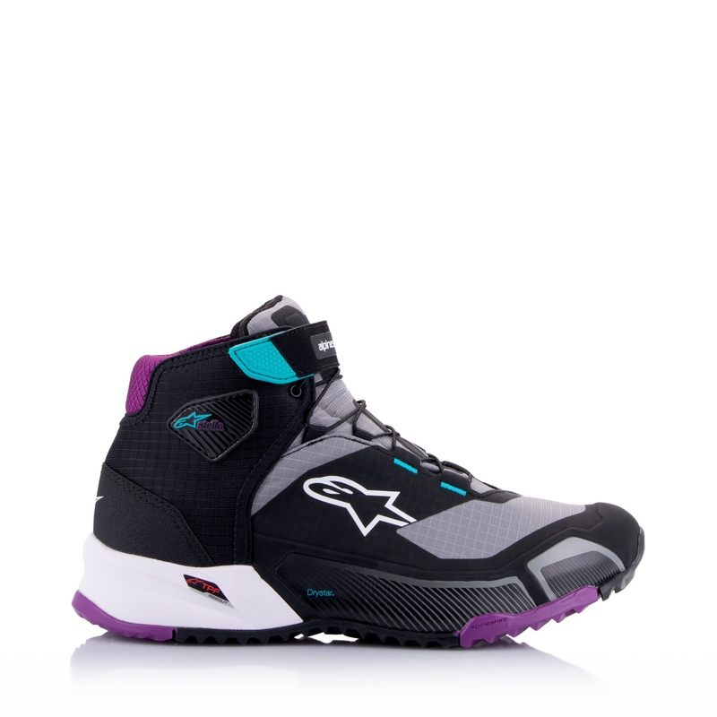 Botas de moto Alpinestars Stella CR-X Drystar para mujer Negro-Gris-Violeta-Turquesa