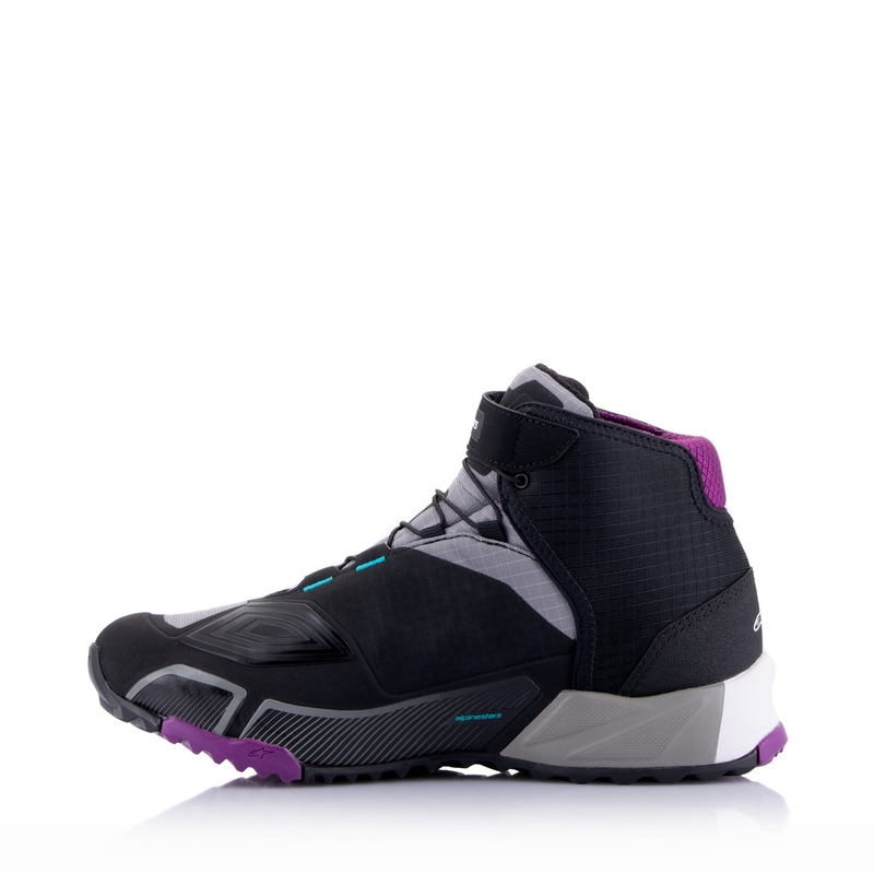 Botas de moto Alpinestars Stella CR-X Drystar para mujer Negro-Gris-Violeta-Turquesa