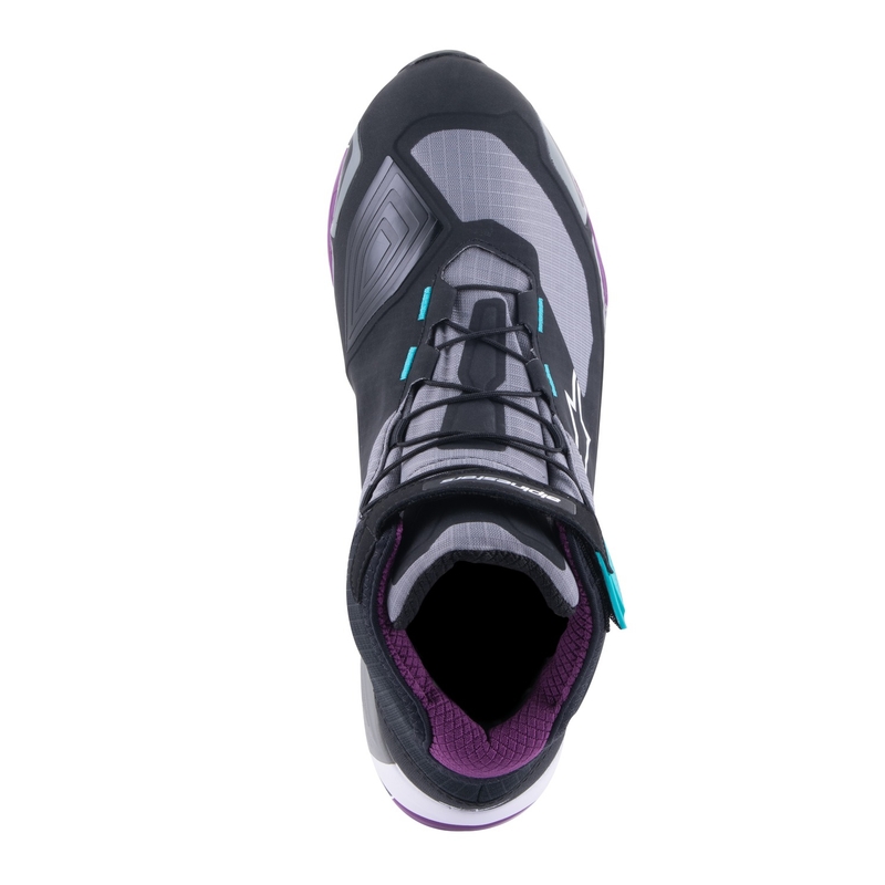Botas de moto Alpinestars Stella CR-X Drystar para mujer Negro-Gris-Violeta-Turquesa