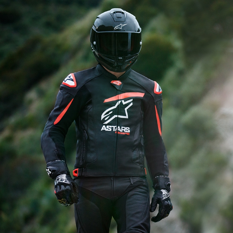 Chaqueta de cuero Alpinestars GP plus R 4 Airflow Negro-Rojo Flúor-Blanco