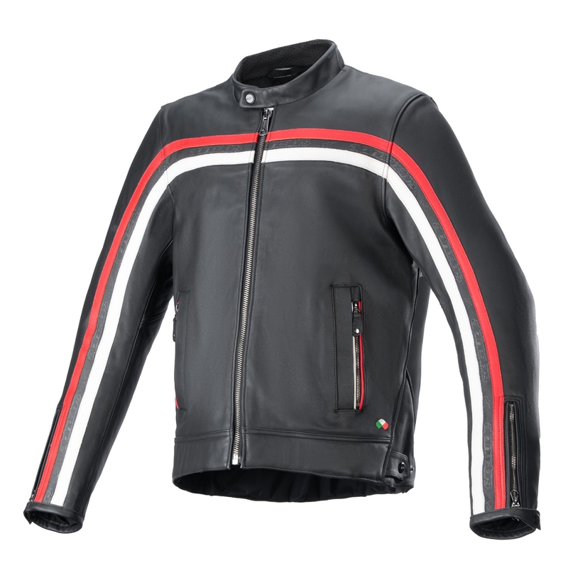 Chaqueta de cuero Alpinestars Dyno Negro-Rojo-Beige