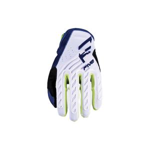Guantes de motocross para niños FIVE MXF3 EVO azul-blanco-amarillo fluo