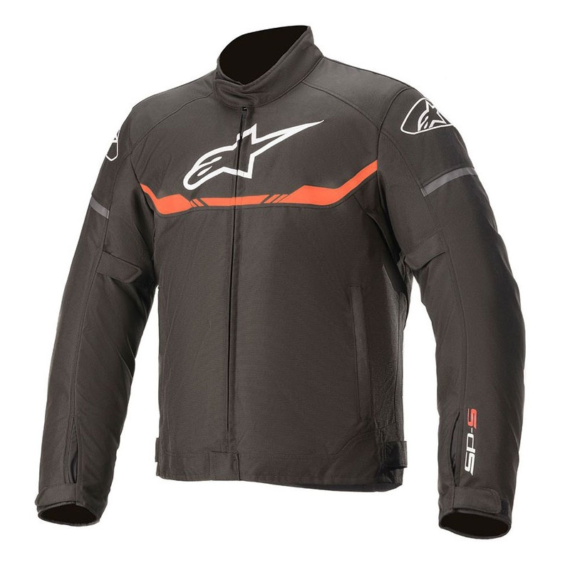 Chaqueta de moto Alpinestars T-SPS Waterproof Negro-Rojo Flúo