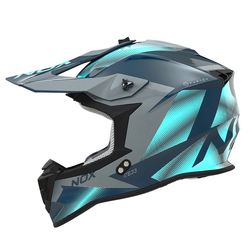 Casco motocross NOX N633 fluo azul-gris