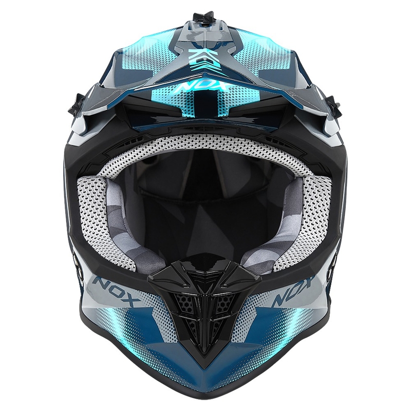 Casco motocross NOX N633 fluo azul-gris