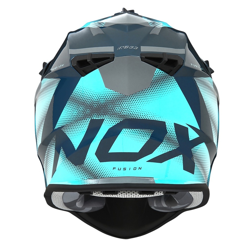 Casco motocross NOX N633 fluo azul-gris
