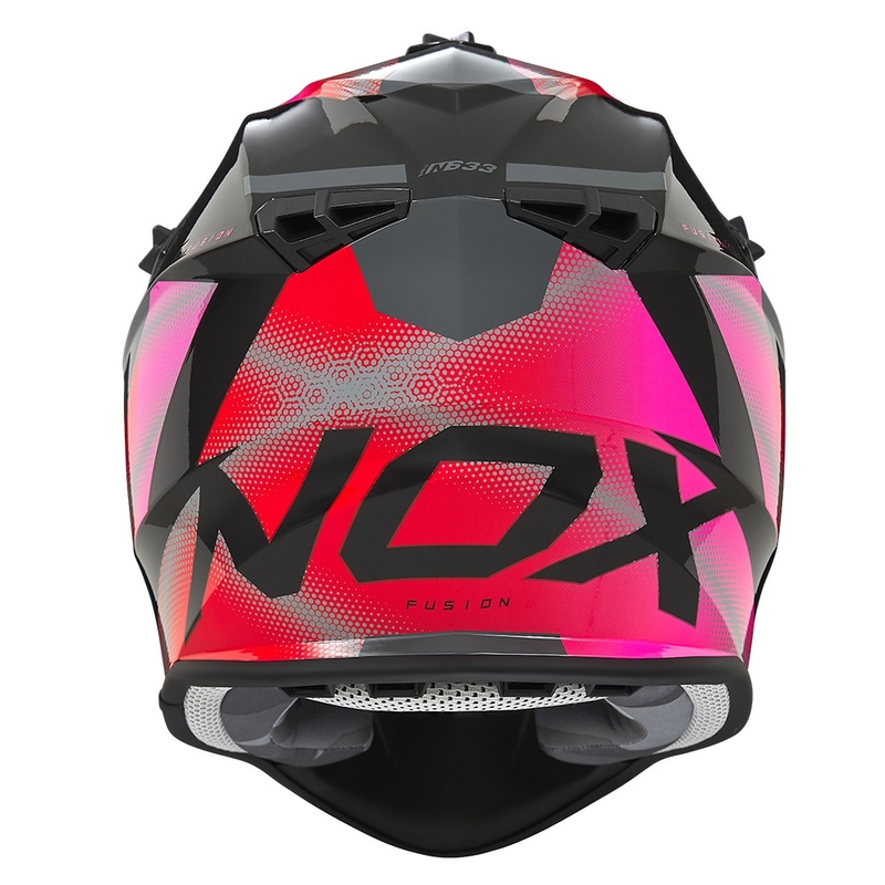 Casco de motocross para mujer NOX N633 fluo pink-red-grey