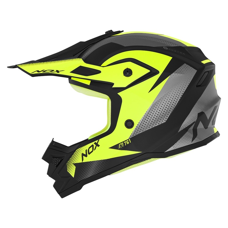 Casco de motocross infantil NOX N761 MX amarillo fluo-negro-gris