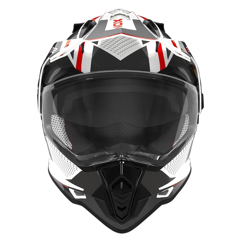 Casco de enduro NOX N312 Drone blanco-negro-rojo