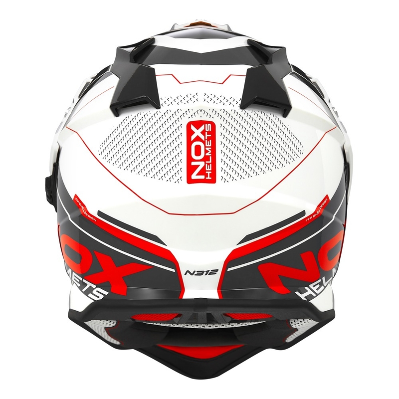 Casco de enduro NOX N312 Drone blanco-negro-rojo