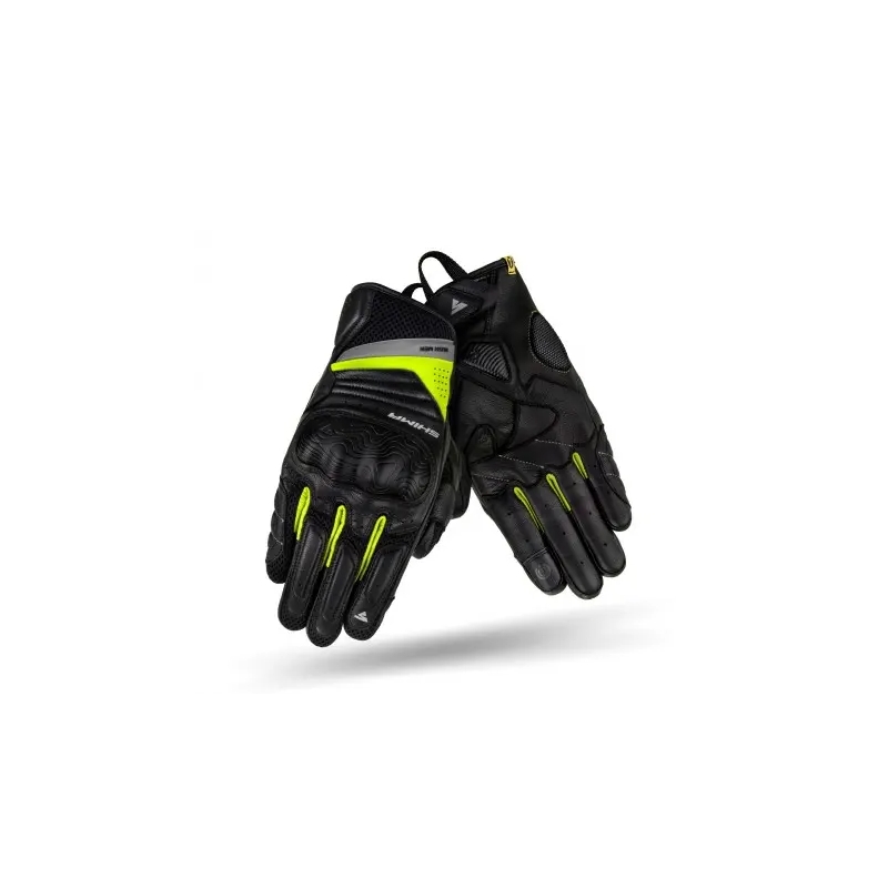 Guantes de moto Shima Rush negro-amarillo fluo