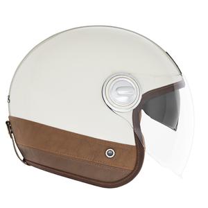 Casco de moto abierto NOX PREMIUM Heritage blanco con cuero marrón