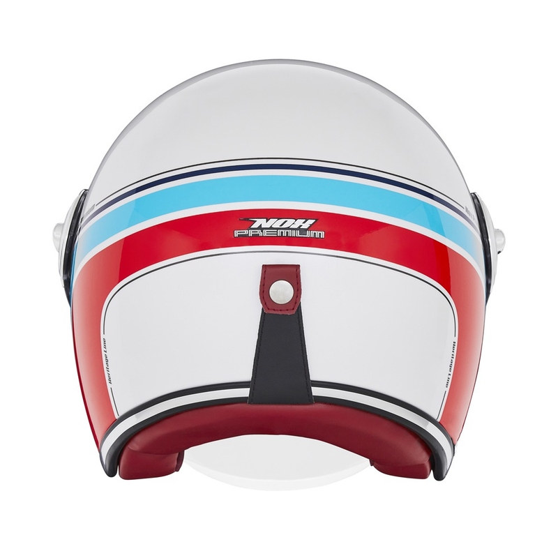 Casco de moto abierto NOX PREMIUM Heritage blanco-azul-rojo