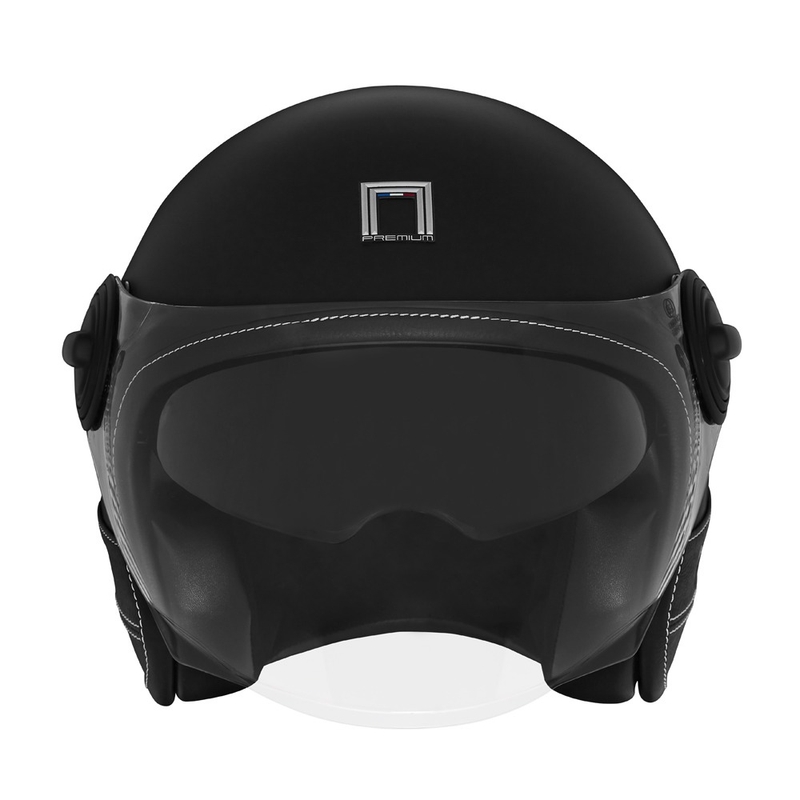 Casco de moto abierto NOX PREMIUM Heritage cuero negro