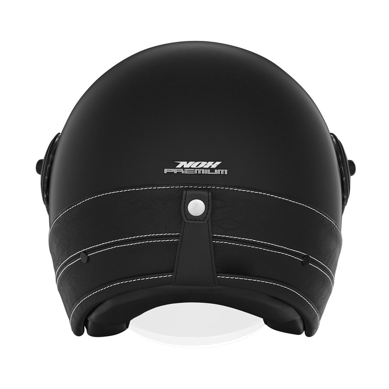 Casco de moto abierto NOX PREMIUM Heritage cuero negro