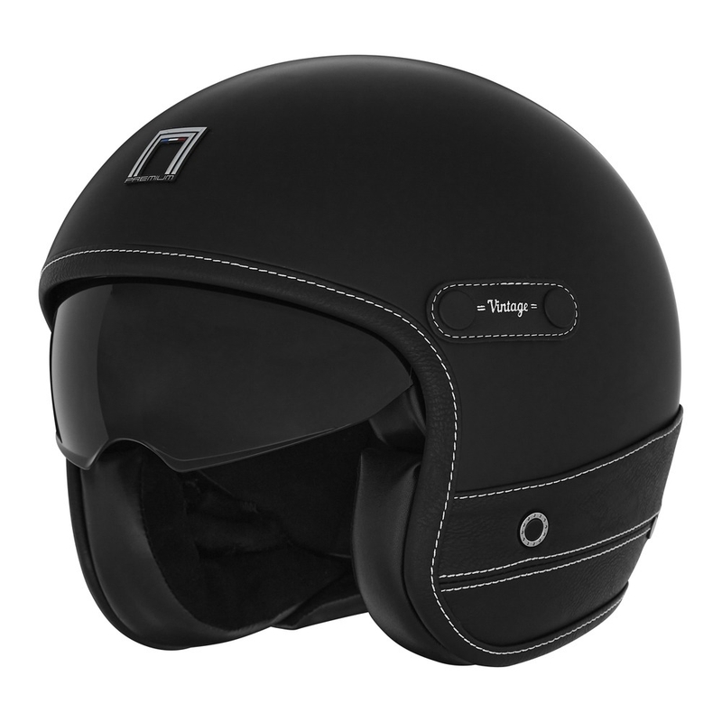 Casco de moto abierto NOX PREMIUM Heritage cuero negro