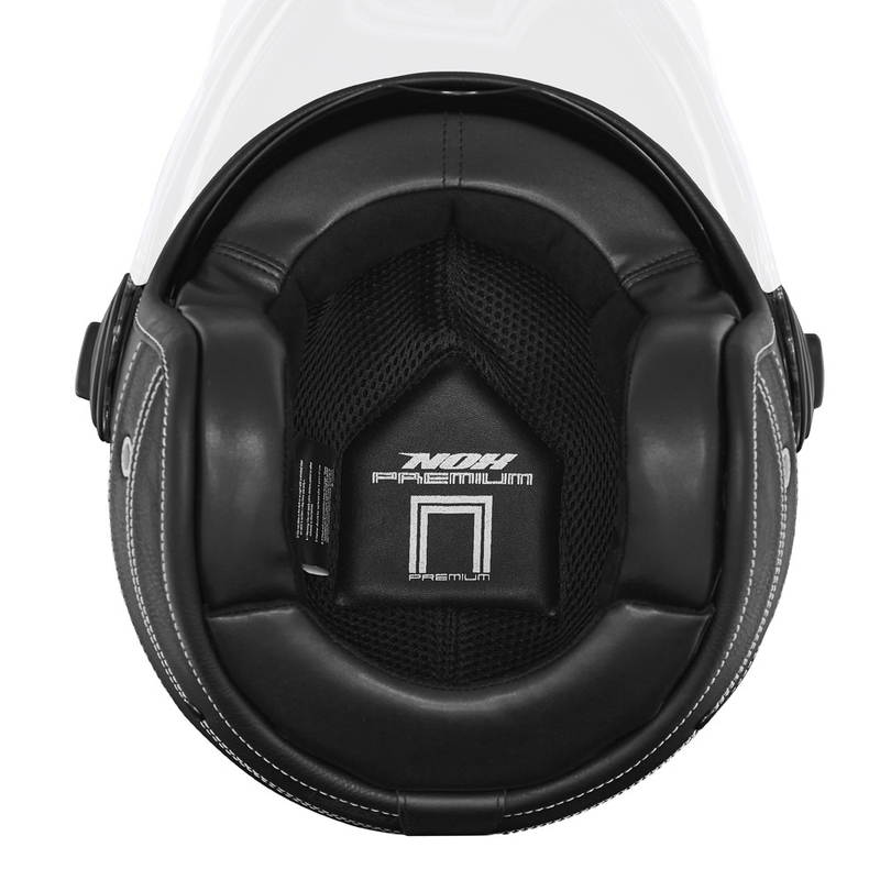Casco de moto abierto NOX PREMIUM Heritage cuero negro