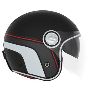Casco de moto abierto NOX PREMIUM Heritage mate negro-rojo-blanco
