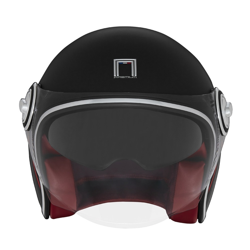 Casco de moto abierto NOX PREMIUM Heritage mate negro-rojo-blanco