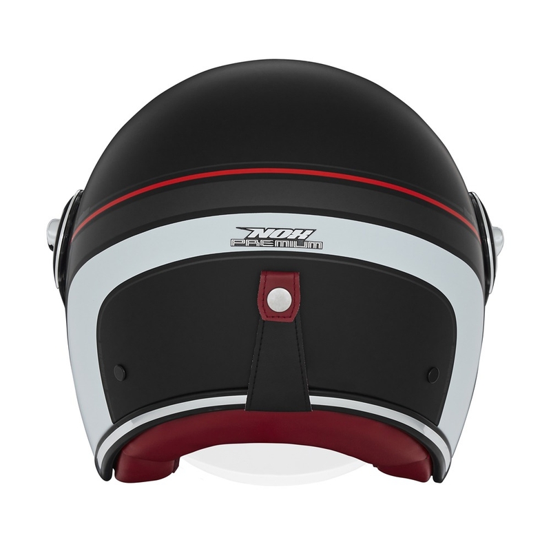 Casco de moto abierto NOX PREMIUM Heritage mate negro-rojo-blanco
