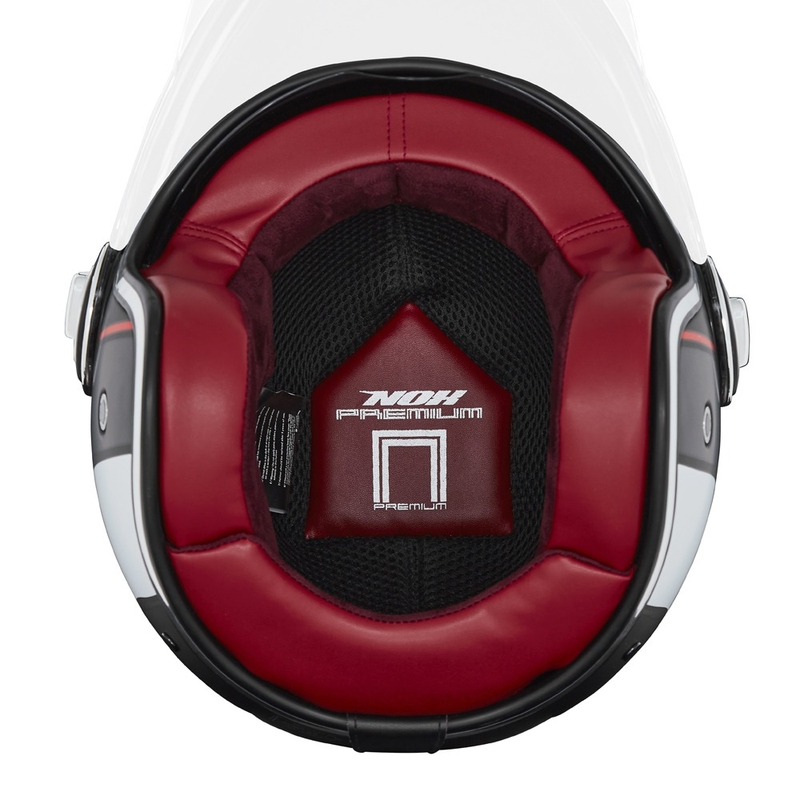 Casco de moto abierto NOX PREMIUM Heritage mate negro-rojo-blanco