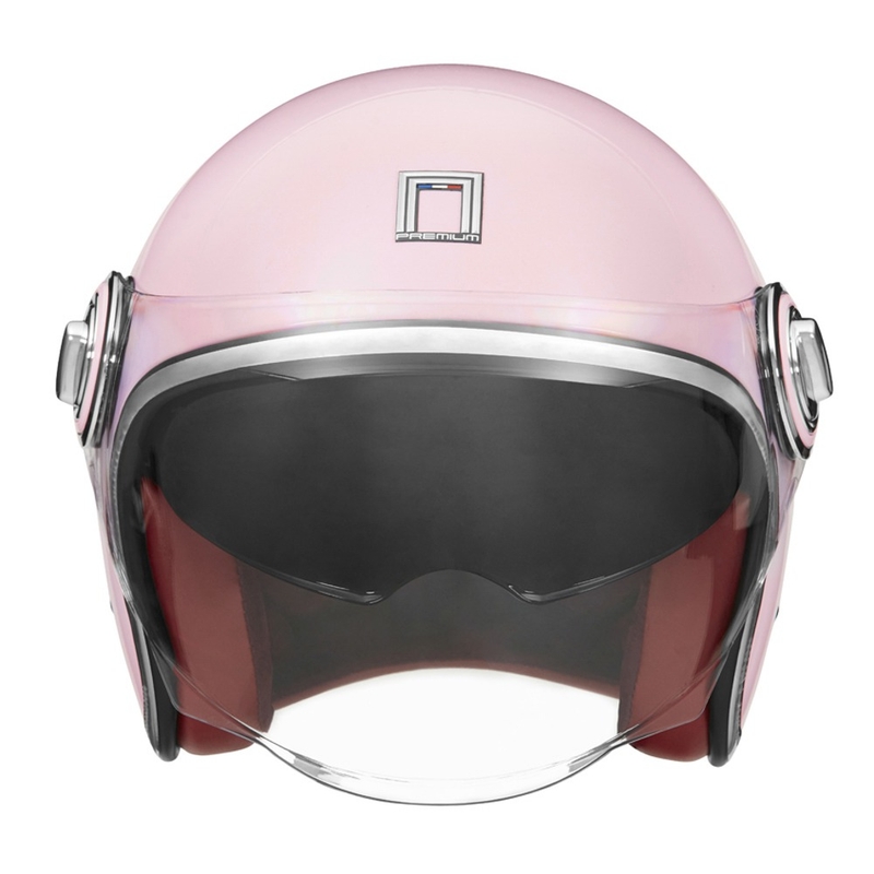 Casco de moto abierto NOX PREMIUM Heritage rosa pastel
