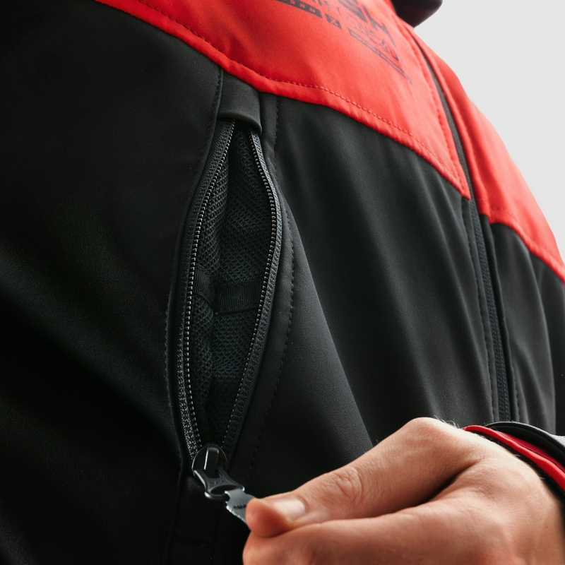Chaqueta de moto softshell negra y roja Rebelhorn Slash