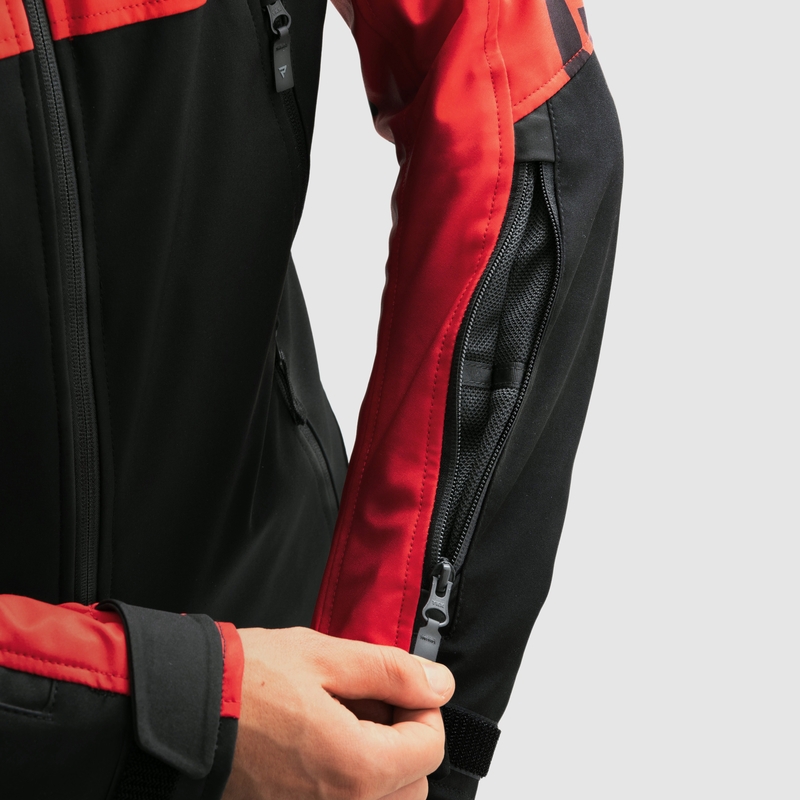 Chaqueta de moto softshell negra y roja Rebelhorn Slash