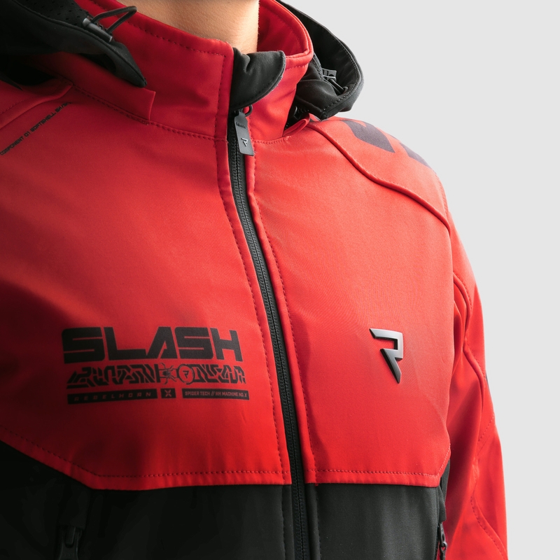 Chaqueta de moto softshell negra y roja Rebelhorn Slash