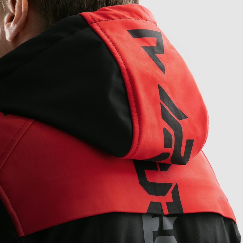 Chaqueta de moto softshell negra y roja Rebelhorn Slash