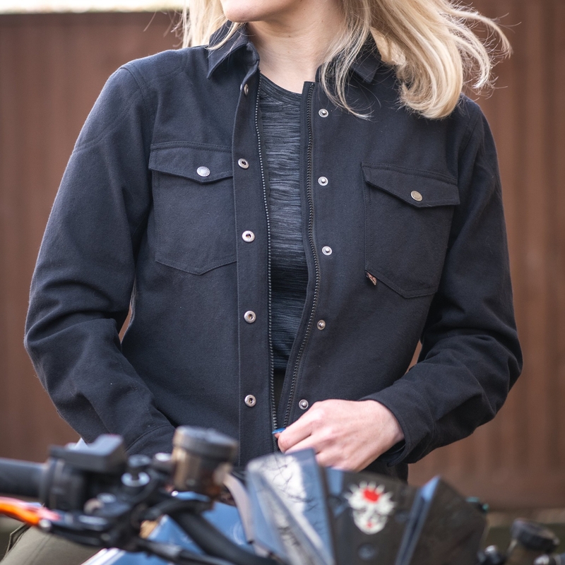 Oxford Kickback 2.0 Camisa de moto para mujer Negro