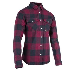 Camisa de moto Oxford Kickback 2.0 para mujer, roja y negra