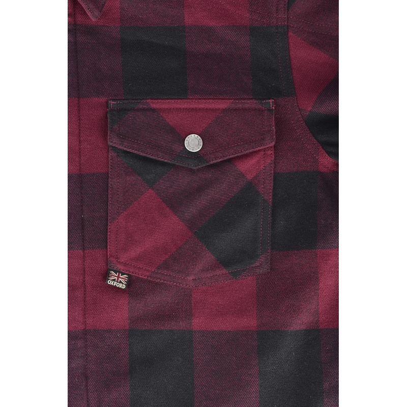Camisa de moto Oxford Kickback 2.0 para mujer, roja y negra
