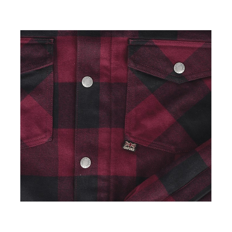 Camisa de moto Oxford Kickback 2.0 para mujer, roja y negra