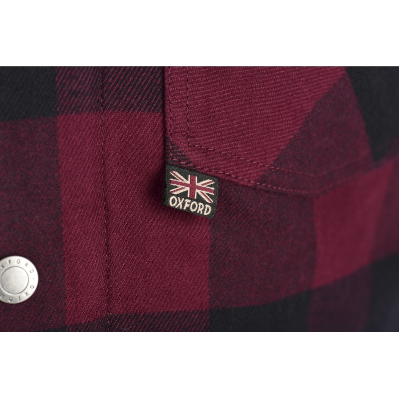 Camisa de moto Oxford Kickback 2.0 para mujer, roja y negra