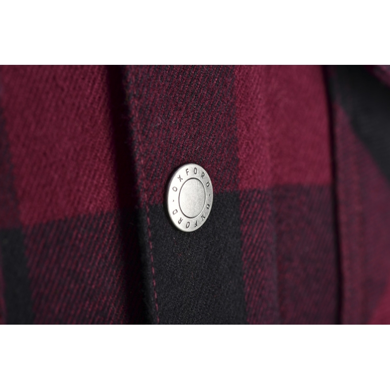Camisa de moto Oxford Kickback 2.0 para mujer, roja y negra