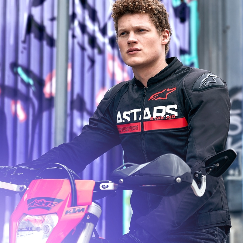 Chaqueta de moto Alpinestars SMX Air negro-rojo fluo