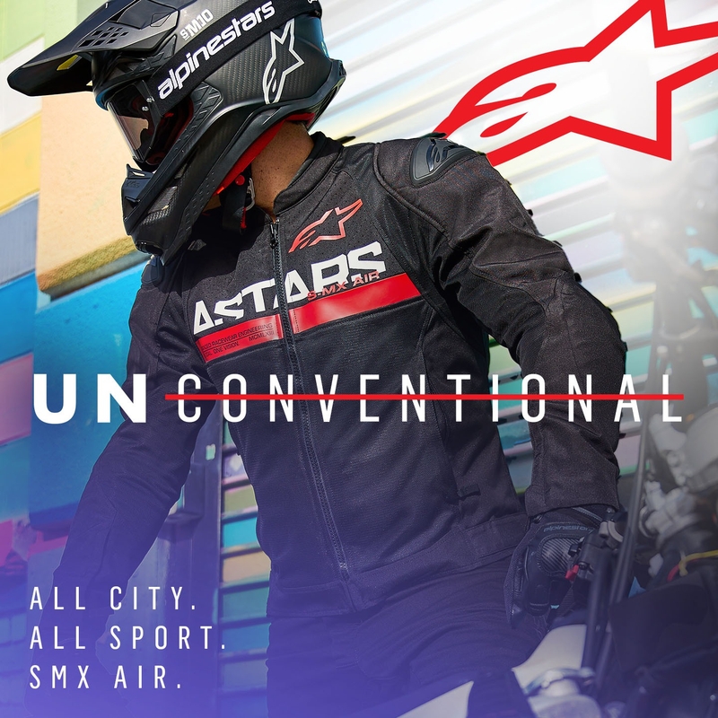Chaqueta de moto Alpinestars SMX Air negro-rojo fluo