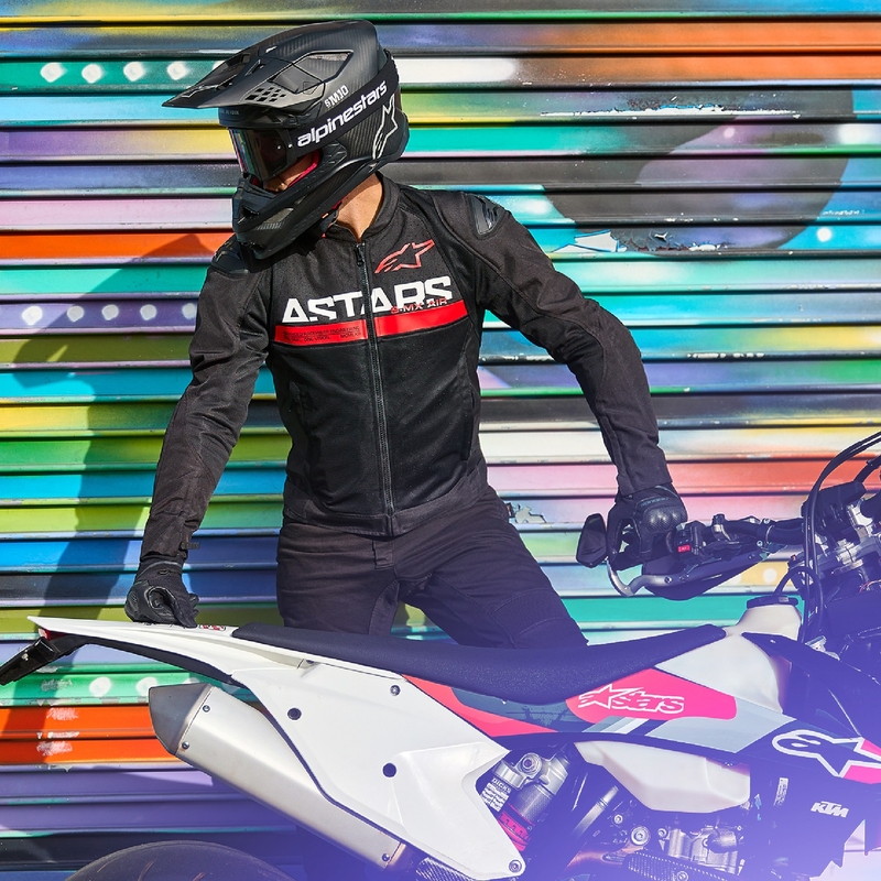 Chaqueta de moto Alpinestars SMX Air negro-rojo fluo