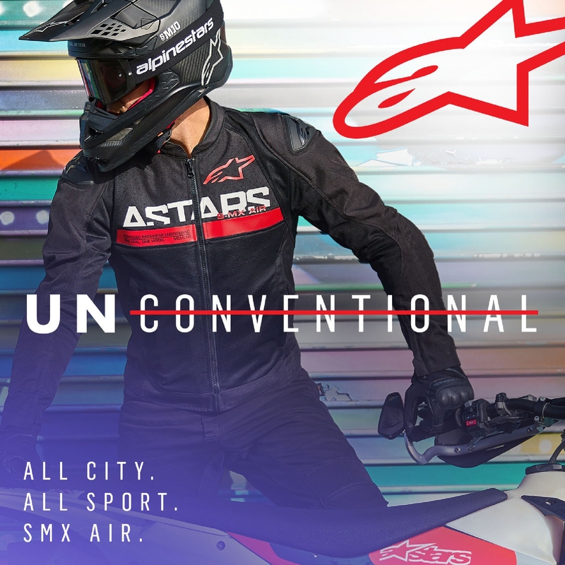 Chaqueta de moto Alpinestars SMX Air negro-rojo fluo