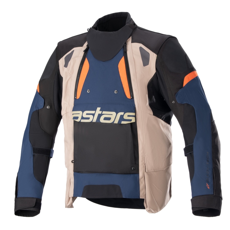 Chaqueta de moto Alpinestars Halo Drystar Azul oscuro-caqui-naranja-negro
