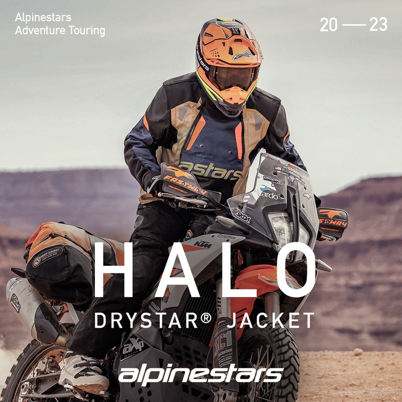 Chaqueta de moto Alpinestars Halo Drystar Azul oscuro-caqui-naranja-negro
