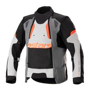 Chaqueta de moto Alpinestars Halo Drystar gris claro-gris oscuro-negro-rojo fluo