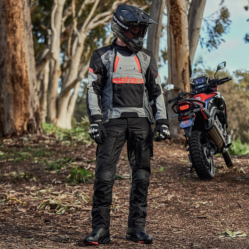 Chaqueta de moto Alpinestars Halo Drystar gris claro-gris oscuro-negro-rojo fluo