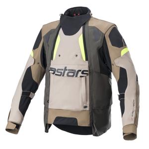 Chaqueta de moto Alpinestars Halo Drystar caqui-beige-amarillo fluo
