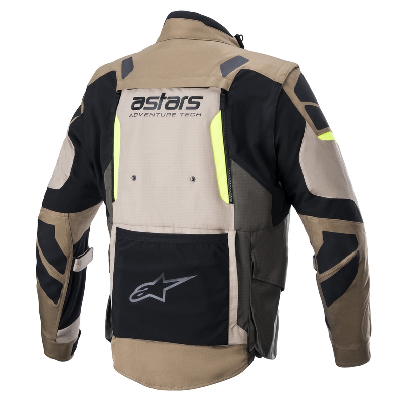 Chaqueta de moto Alpinestars Halo Drystar caqui-beige-amarillo fluo