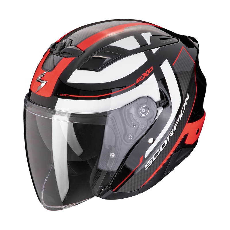 Casco de moto abierto SCORPION EXO-230 PUL negro-rojo liquidación