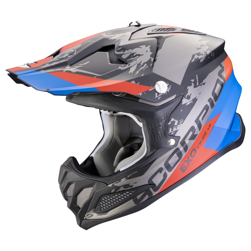 Casco de motocross Scorpion VX-22 Air CX negro mate-azul-rojo liquidación