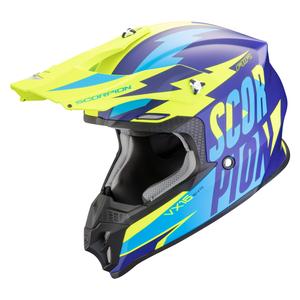 Casco de motocross Scorpion VX-16 EVO AIR Slanter azul mate-amarillo fluo