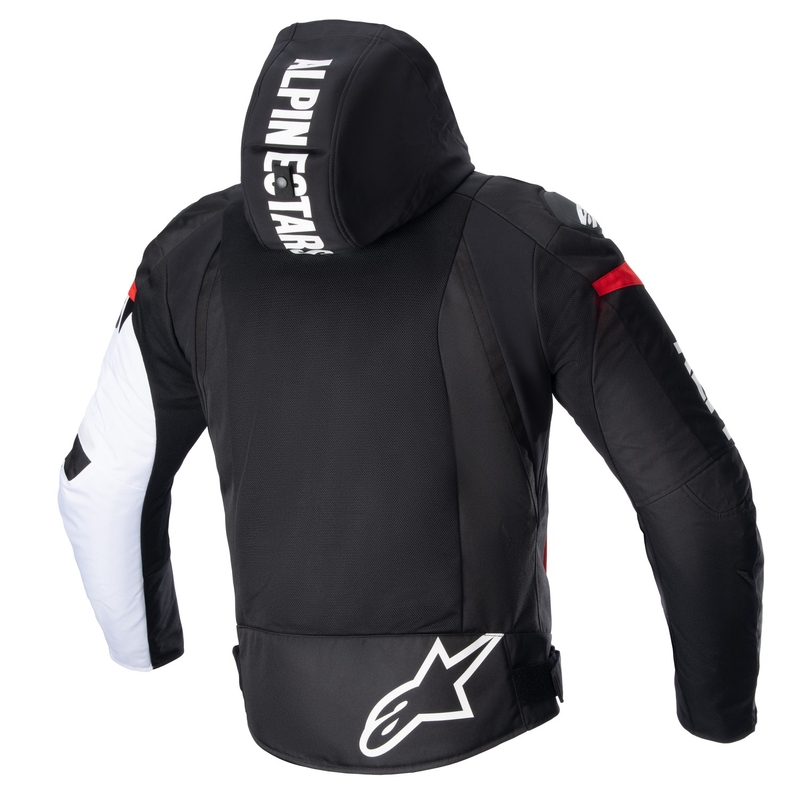 Chaqueta de moto impermeable Alpinestars Zaca Air negra-blanca-roja fluo